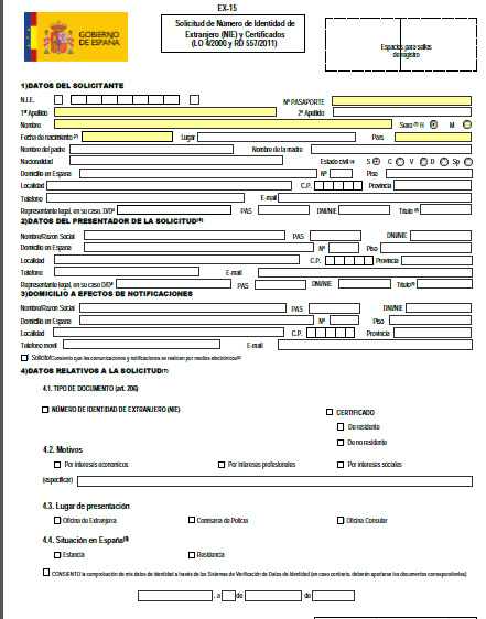 comment remplir une demande de nie