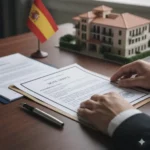 Avocat examinant un contrat d'achat immobilier en Espagne avec la Nota Simple