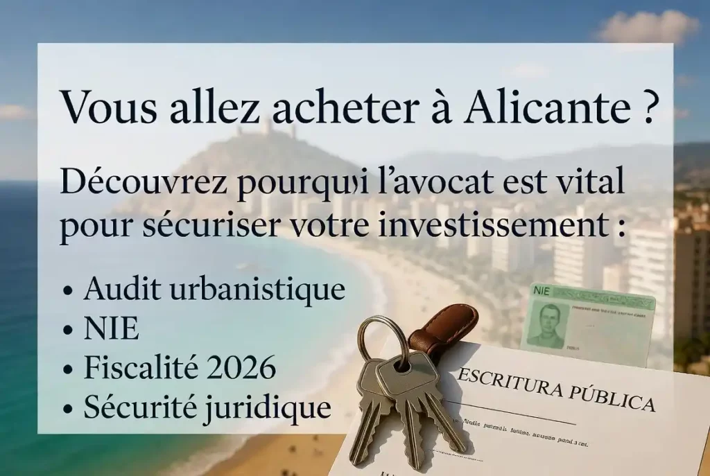 Vous allez acheter à Alicante ? Découvrez pourquoi l’avocat est vital : audit urbanistique, NIE, fiscalité 2026 et sécurité juridique – Achat immobilier sécurisé en Espagne